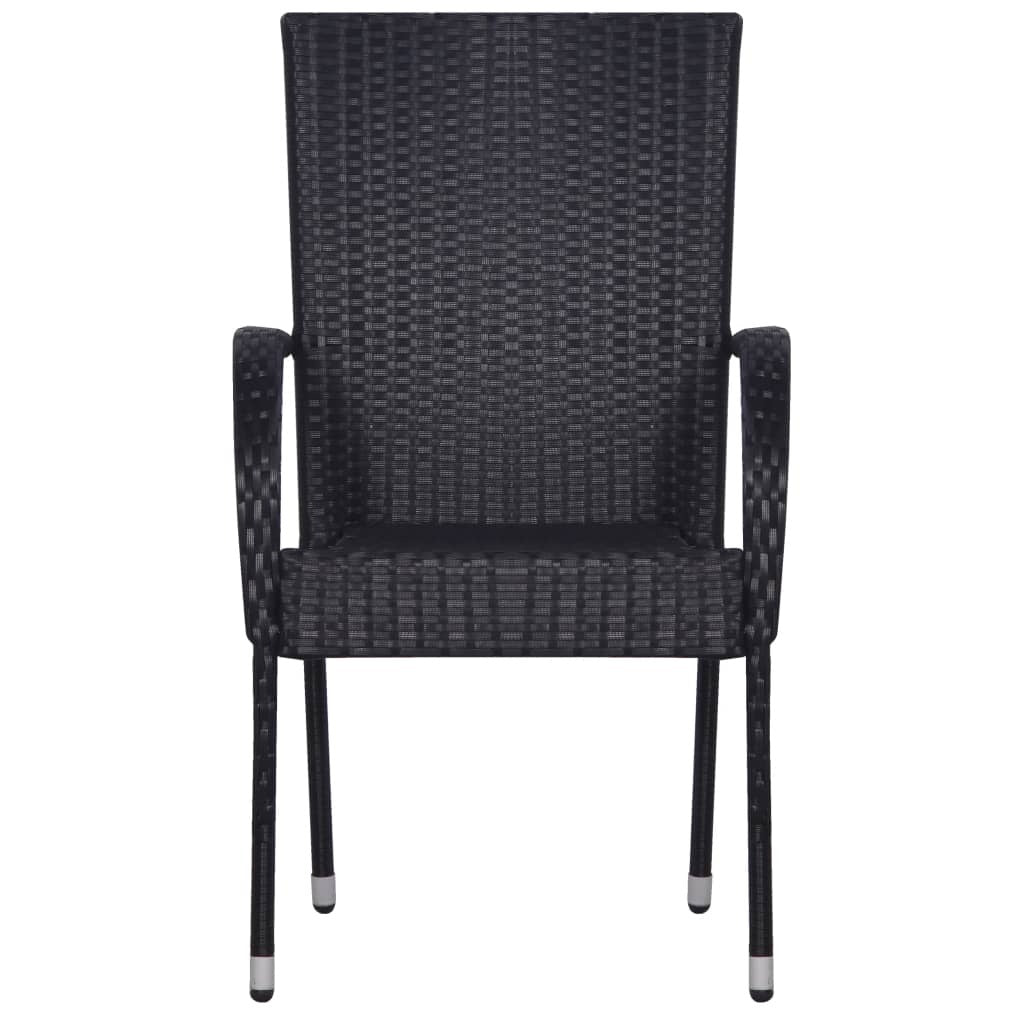 7 Piece Garden Dining Set Black