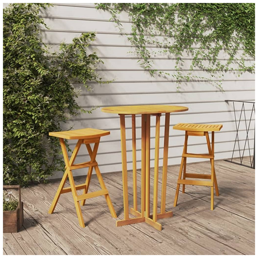 3 Piece Folding Bar Set Solid Wood Teak