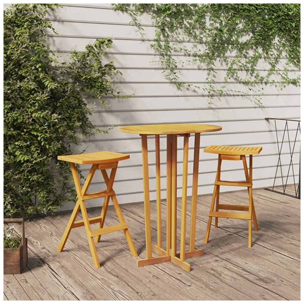 3 Piece Folding Bar Set Solid Wood Teak