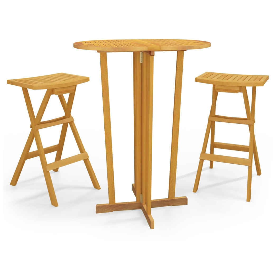 3 Piece Folding Bar Set Solid Wood Teak