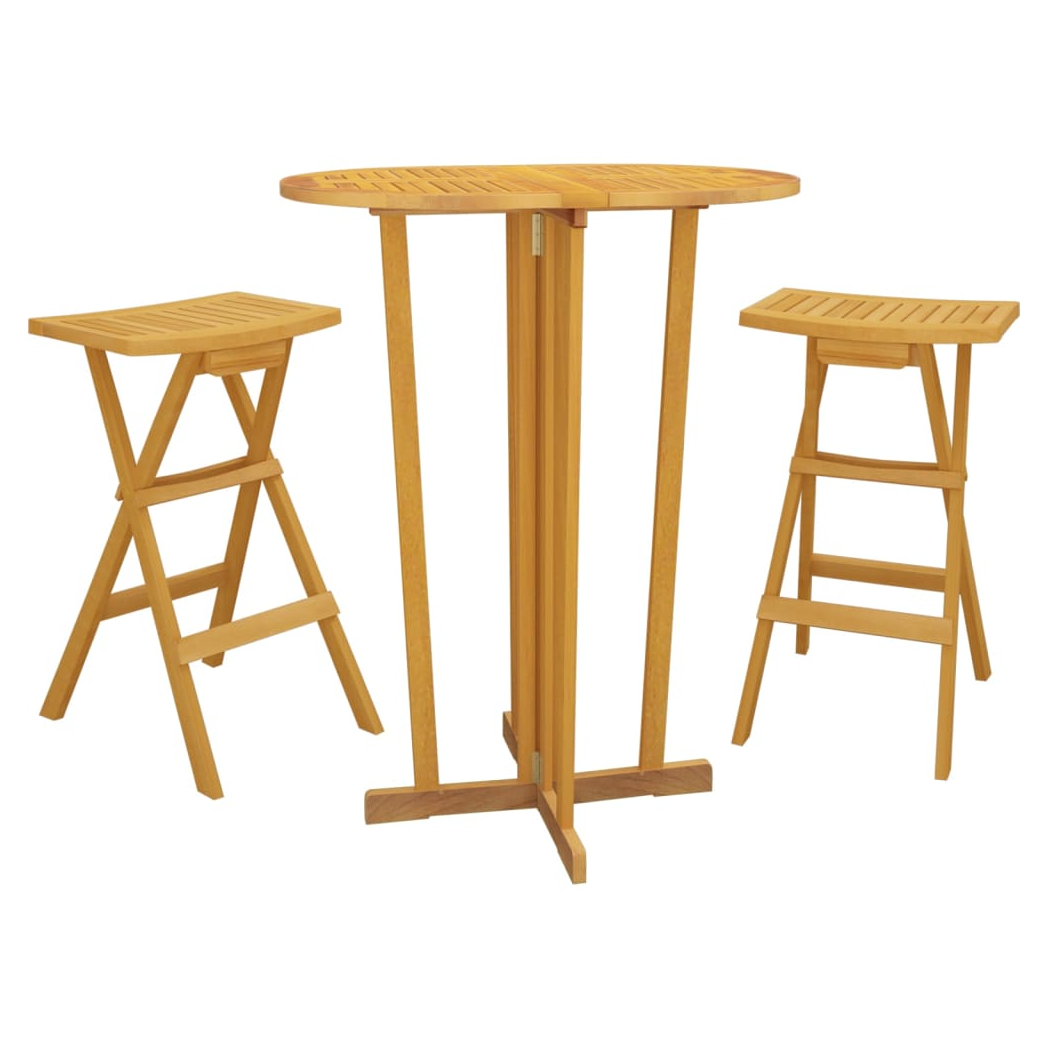 3 Piece Folding Bar Set Solid Wood Teak