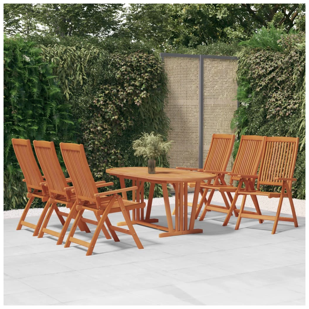 7 Piece Garden Dining Set Solid Wood Eucalyptus