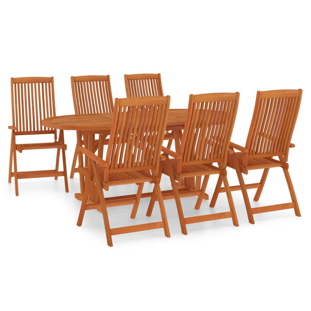 7 Piece Garden Dining Set Solid Wood Eucalyptus