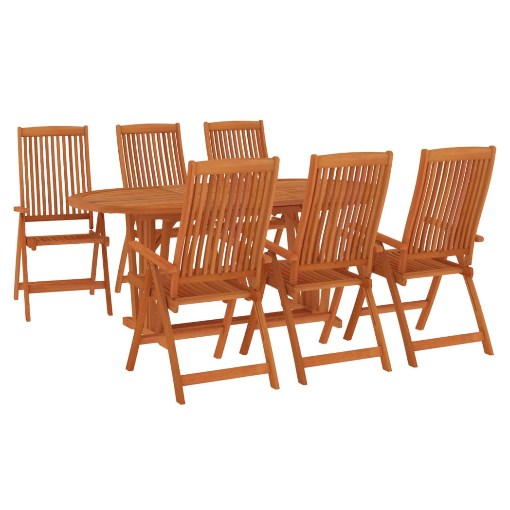 7 Piece Garden Dining Set Solid Wood Eucalyptus