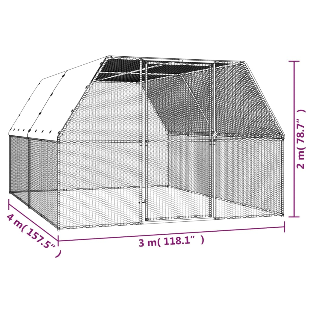 Outdoor Chicken Cage 3x4x2 m Galvanised Steel