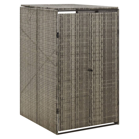Single Wheelie Bin Shed Grey 70x80x117 cm Poly Rattan