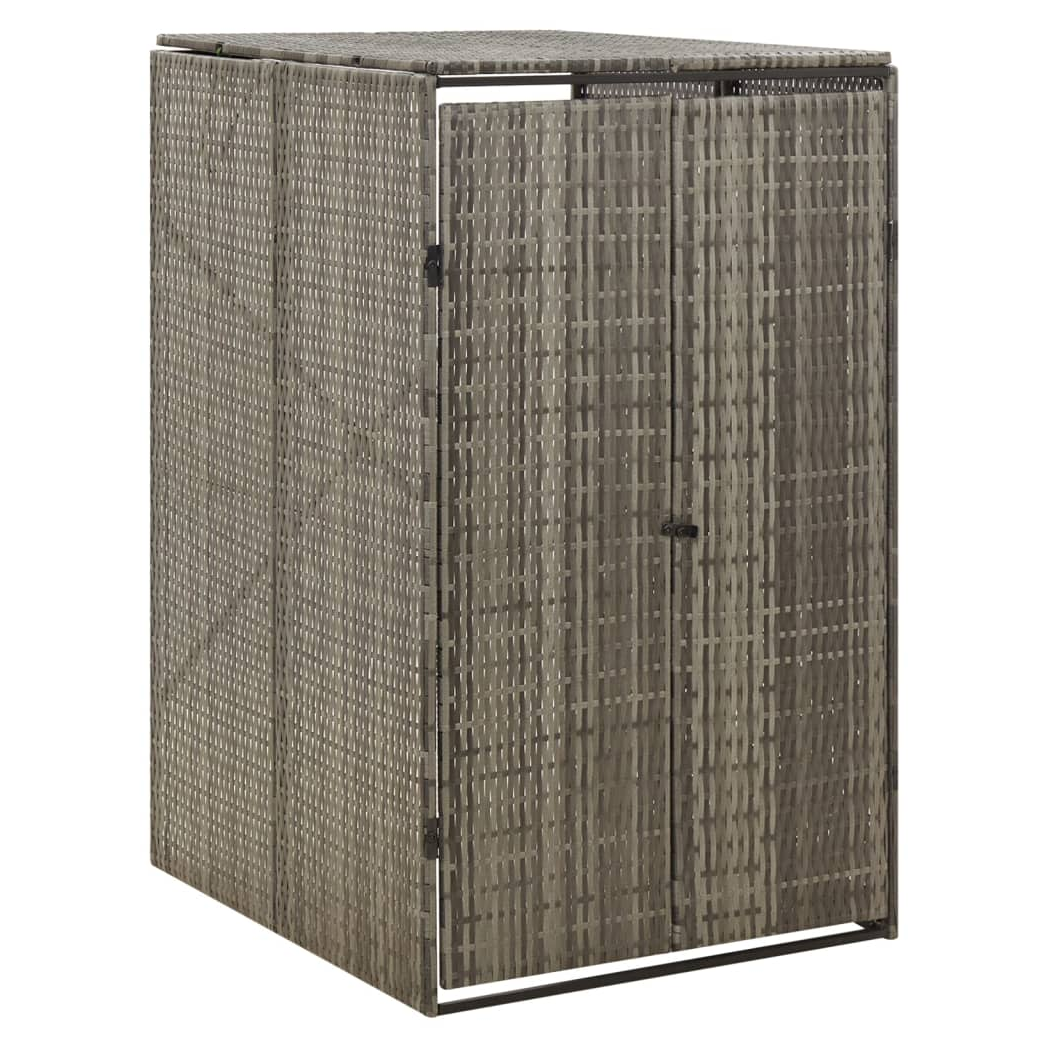 Single Wheelie Bin Shed Grey 70x80x117 cm Poly Rattan