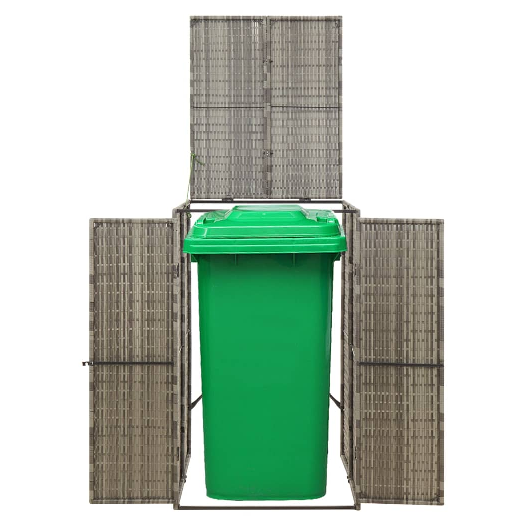 Single Wheelie Bin Shed Grey 70x80x117 cm Poly Rattan