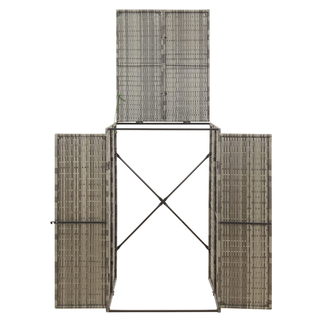 Single Wheelie Bin Shed Grey 70x80x117 cm Poly Rattan