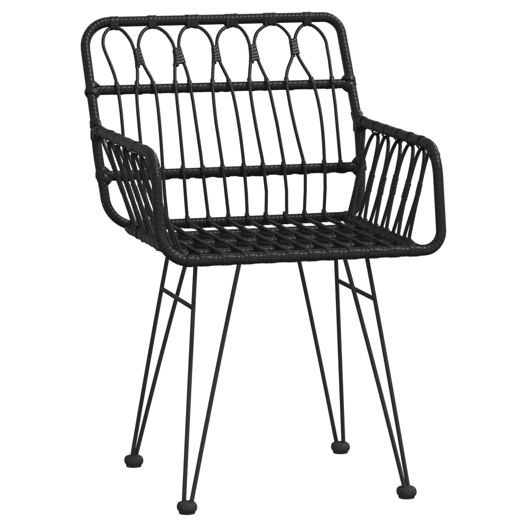 5 Piece Garden Dining Set Black Poly Rattan