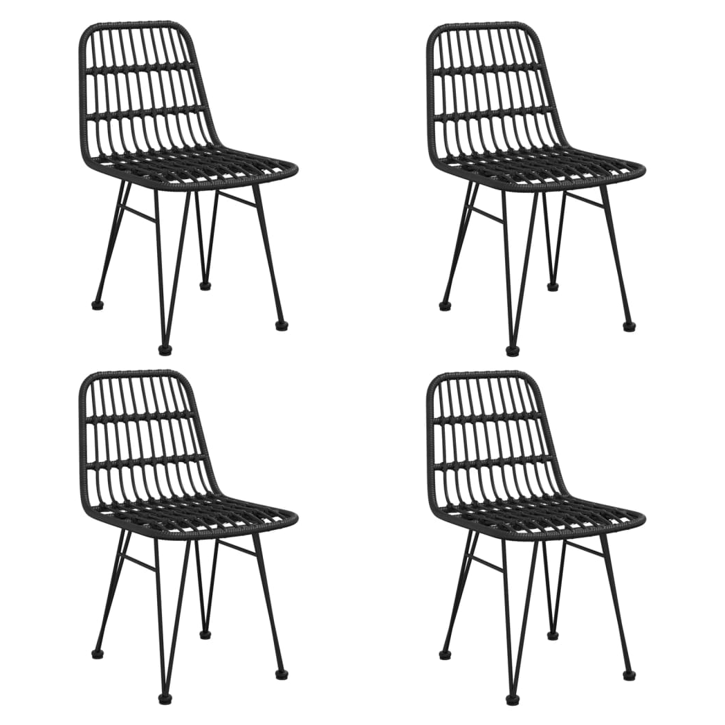 5 Piece Garden Dining Set Black Poly Rattan