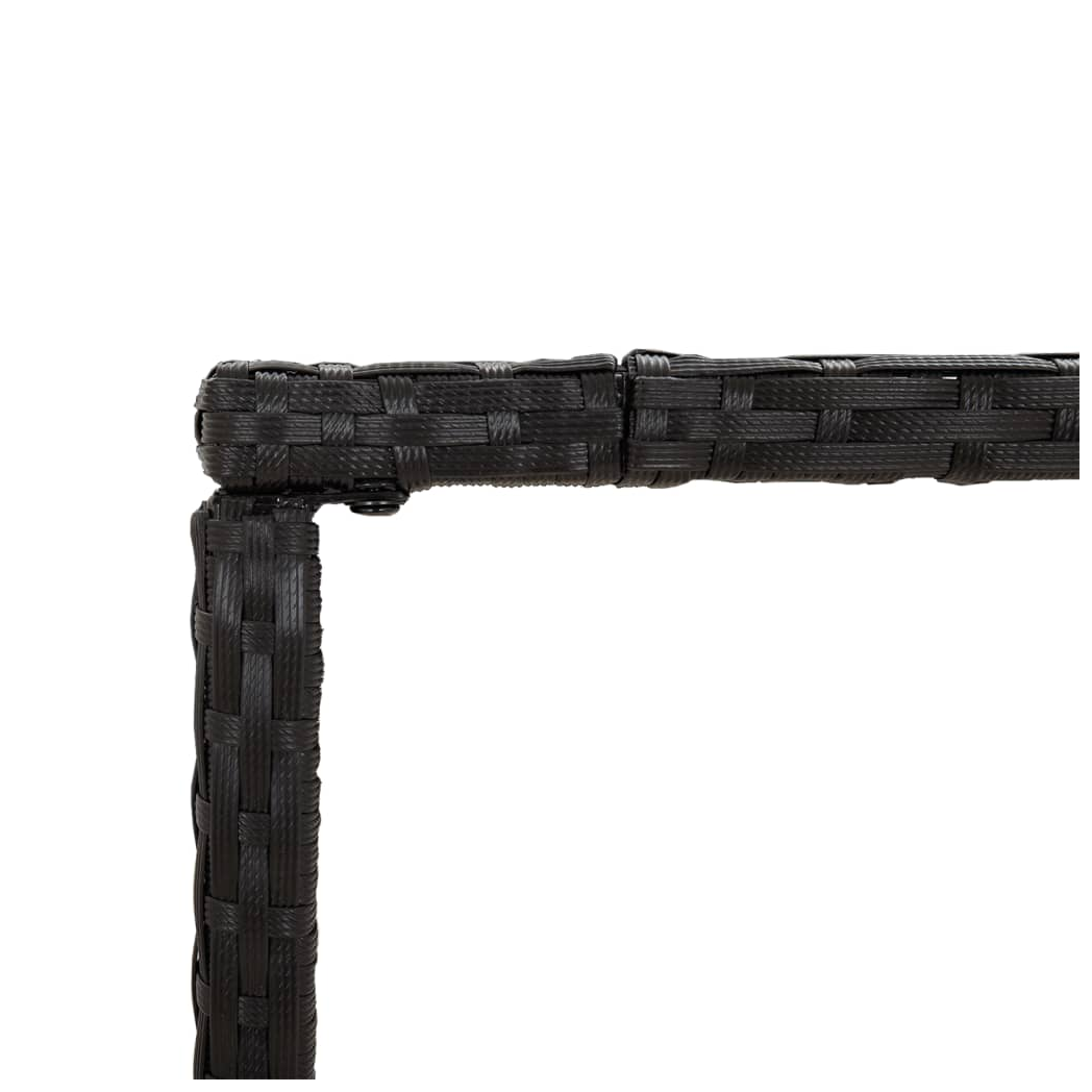 Bar Table with Glass Top Black 180x70x110 cm Poly Rattan