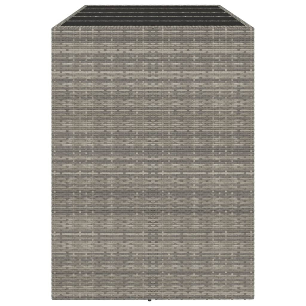 Bar Table with Glass Top Grey 185x80x110 cm Poly Rattan