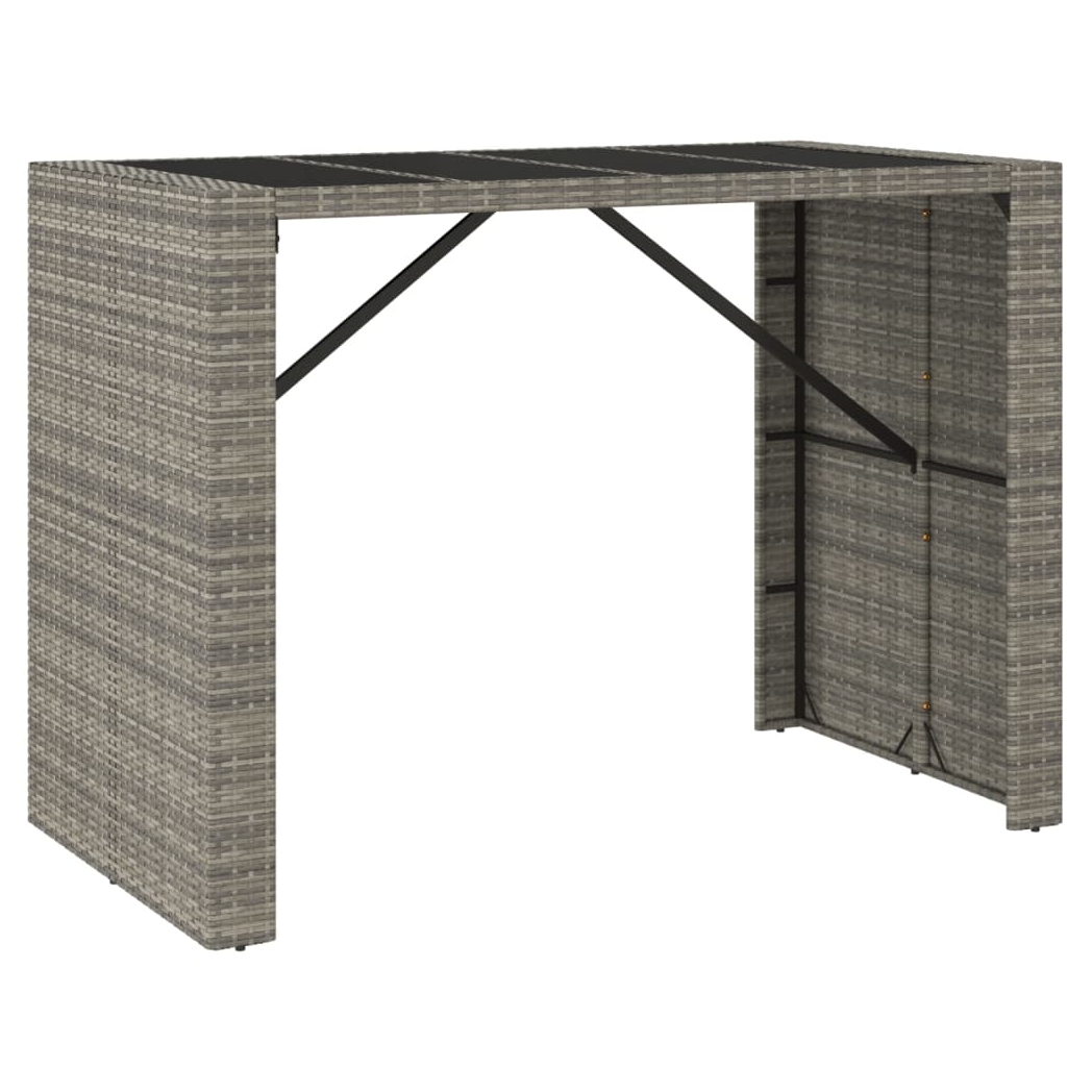 7 Piece Garden Bar Set Grey Poly Rattan& Solid Wood Acacia