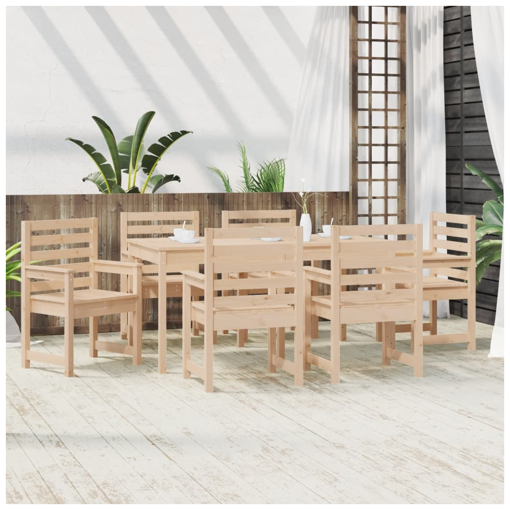 7 Piece Garden Dining Set Solid Wood Pine