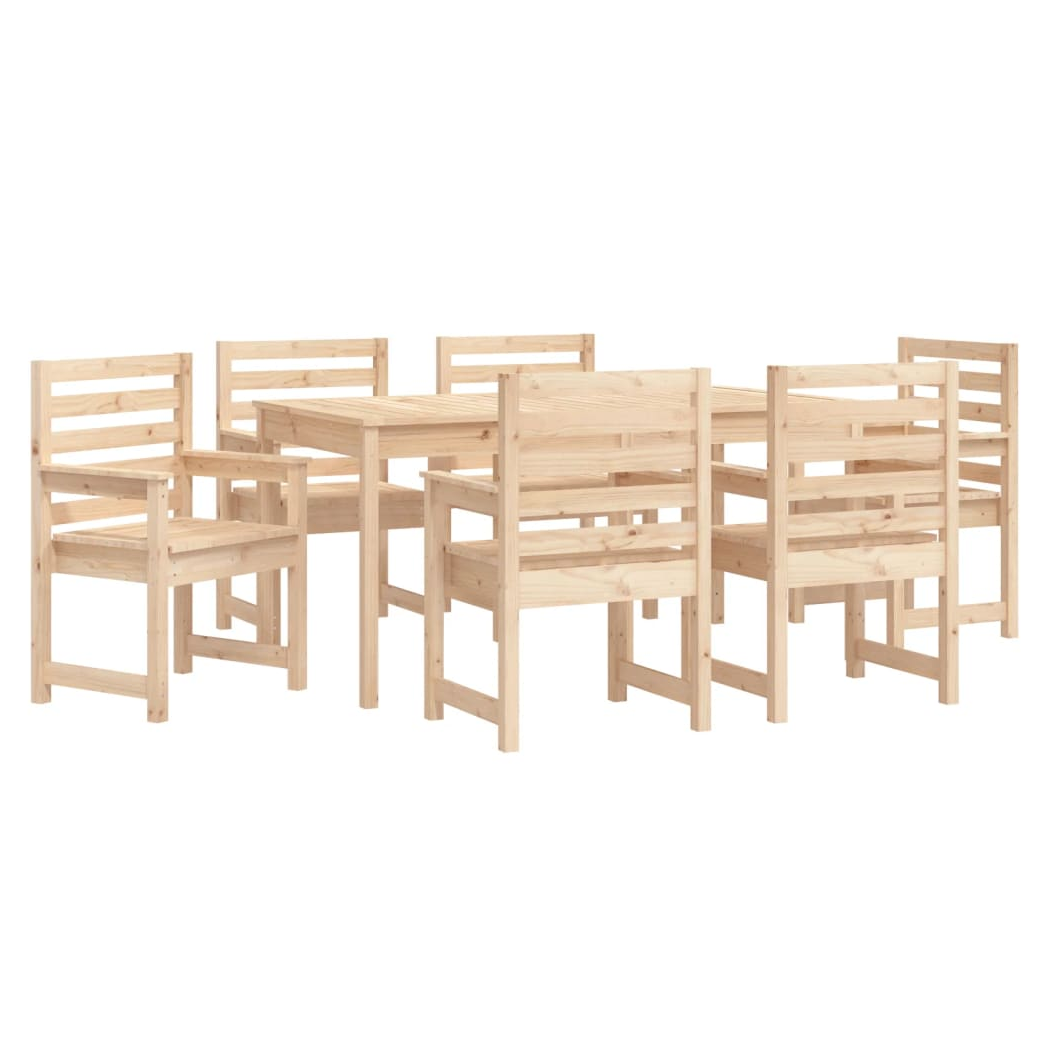 7 Piece Garden Dining Set Solid Wood Pine