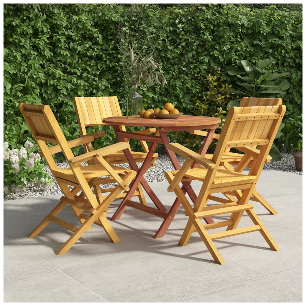 5 Piece Garden Dining Set Solid Wood Teak