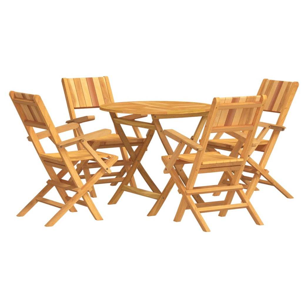 5 Piece Garden Dining Set Solid Wood Teak