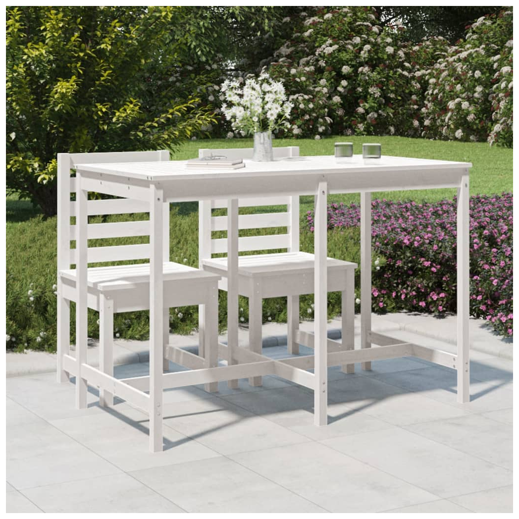 Garden Table White 159.5x82.5x110 cm Solid Wood Pine