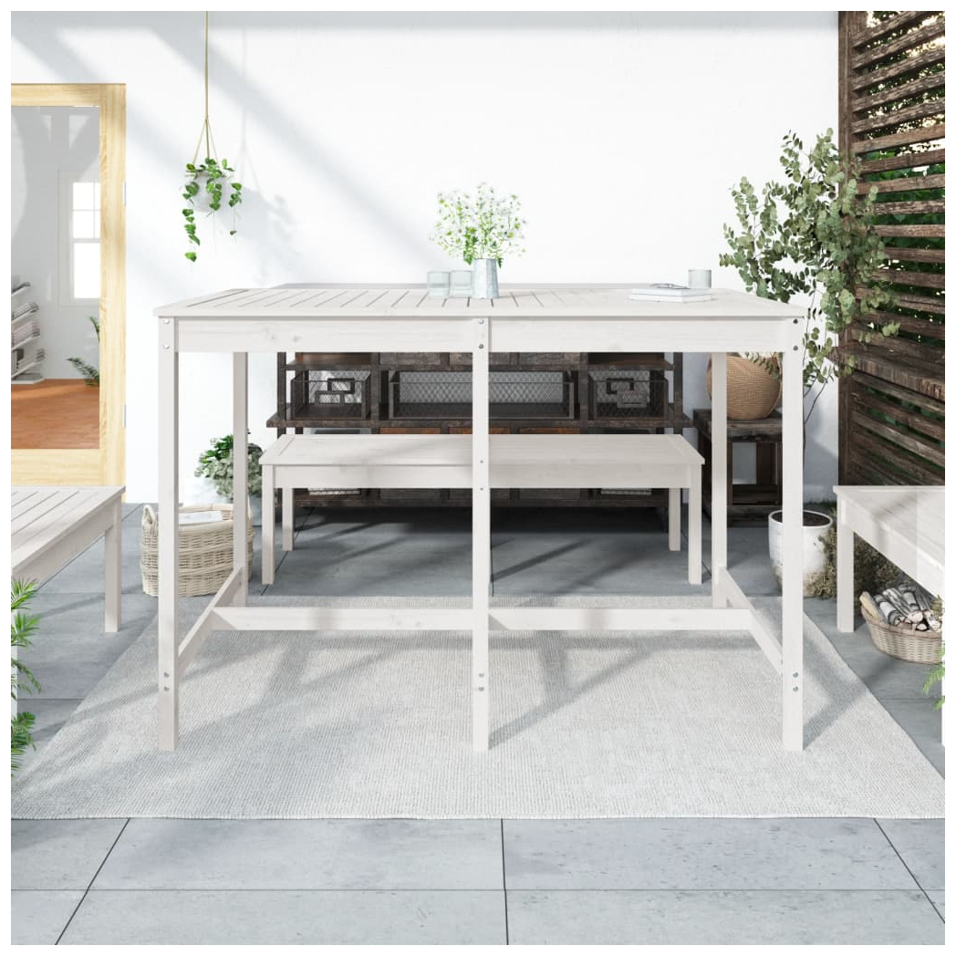 Garden Table White 159.5x82.5x110 cm Solid Wood Pine
