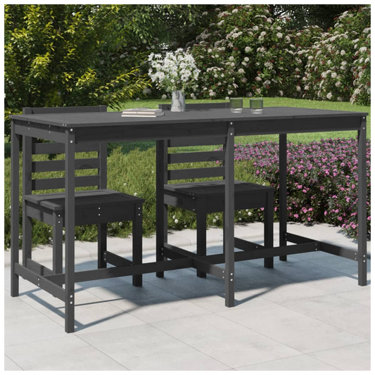 Garden Table Grey 203.5x90x110 cm Solid Wood Pine