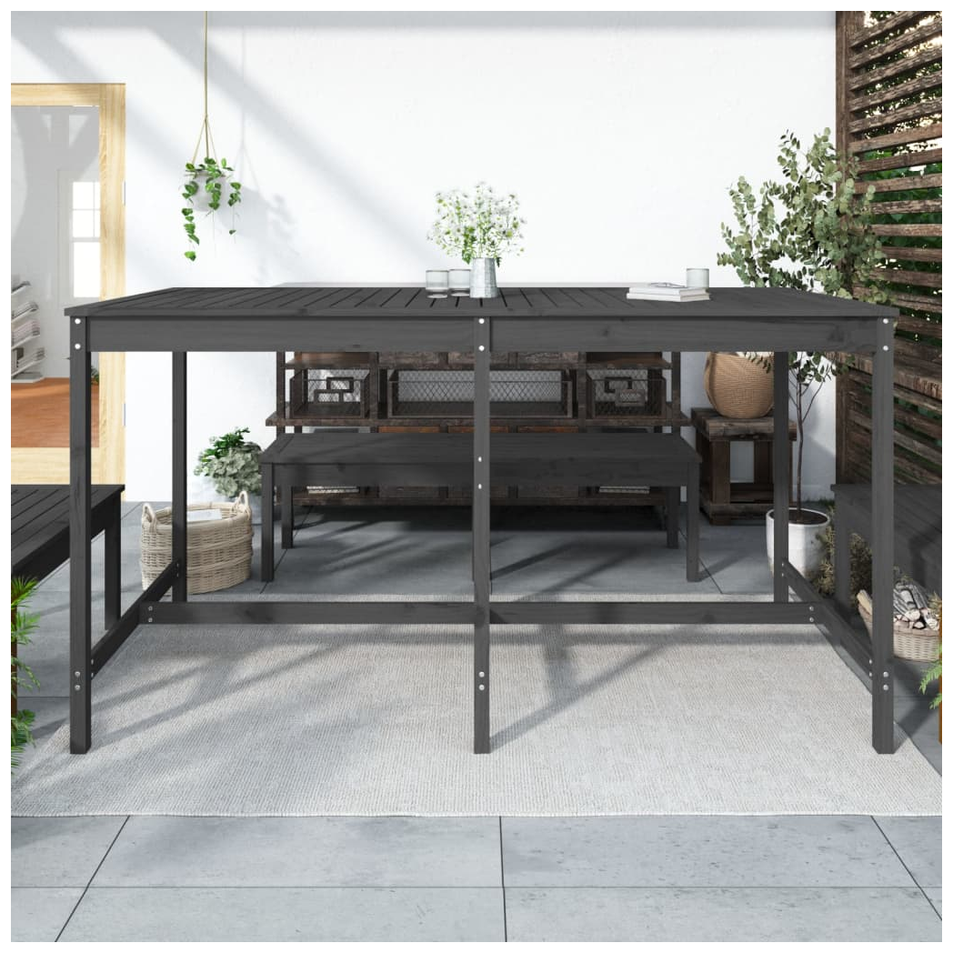 Garden Table Grey 203.5x90x110 cm Solid Wood Pine