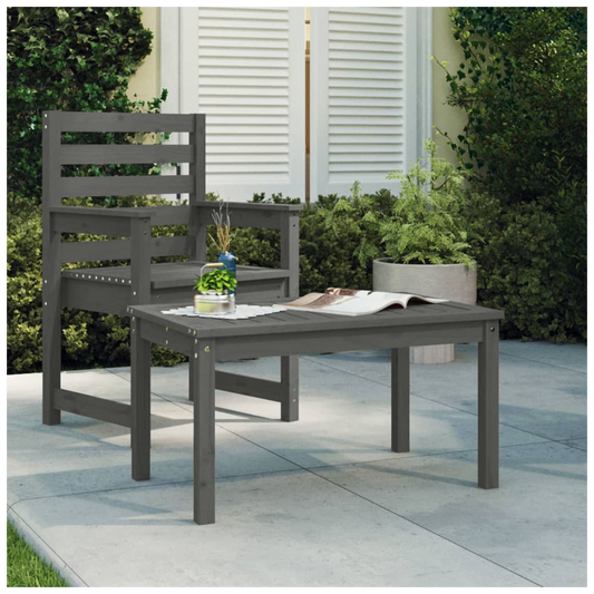 Garden Table Grey 82.5x50.5x45 cm Solid Wood Pine