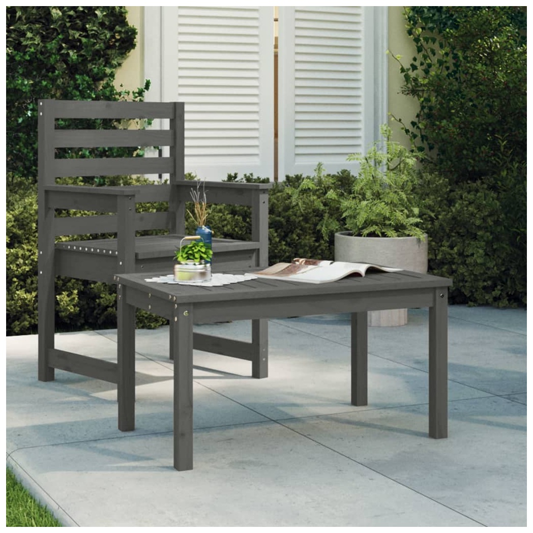 Garden Table Grey 82.5x50.5x45 cm Solid Wood Pine