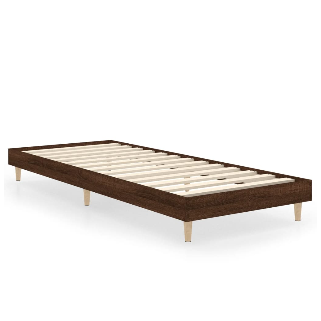 Bed Frame Brown Oak 75x190 cm Small Single Engineered Wood