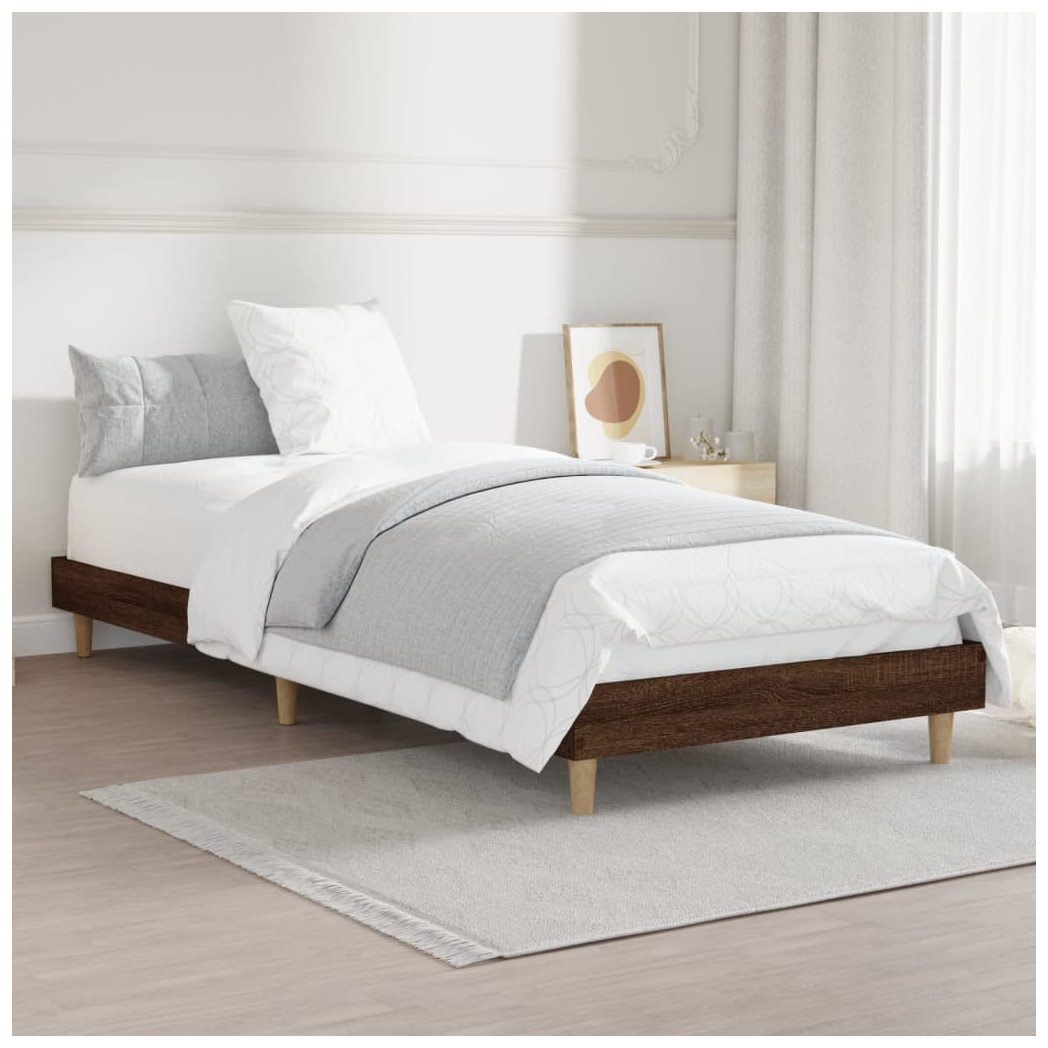Bed Frame Brown Oak 75x190 cm Small Single Engineered Wood