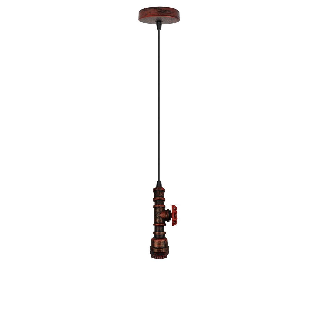 Vintage industrial Rustic Red metal pendant pipe light E27 adjustable cable
