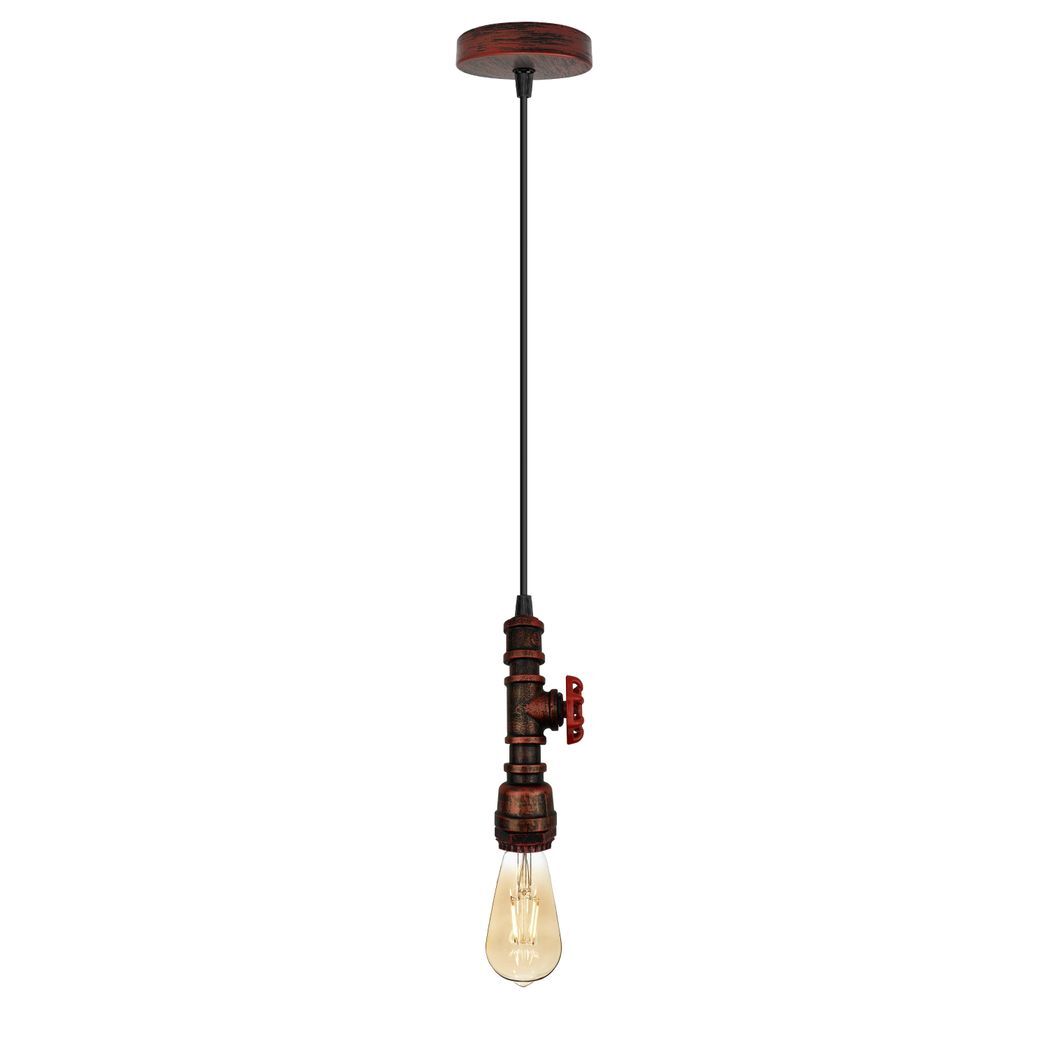 Vintage industrial Rustic Red metal pendant pipe light E27 adjustable cable