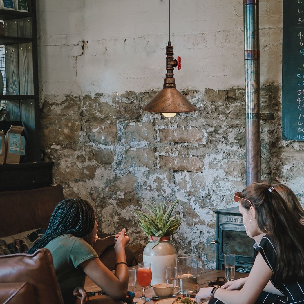 Vintage Brushed Copper ceiling pendent light metal shade E2adjustable cable