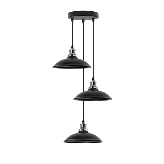 3 Head Vintage Industrial Black E27 Hanging Light Metal Pendant Lamp