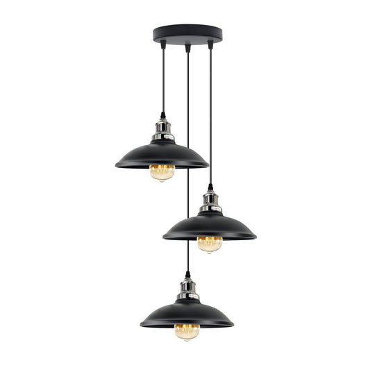 4 Head Vintage Industrial Black E27 Hanging Light Metal Pendant Lamp