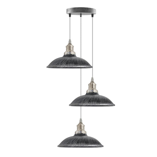 3 Head Vintage Industrial Brushed silver E27 Hanging Light Metal Pendant Lamp