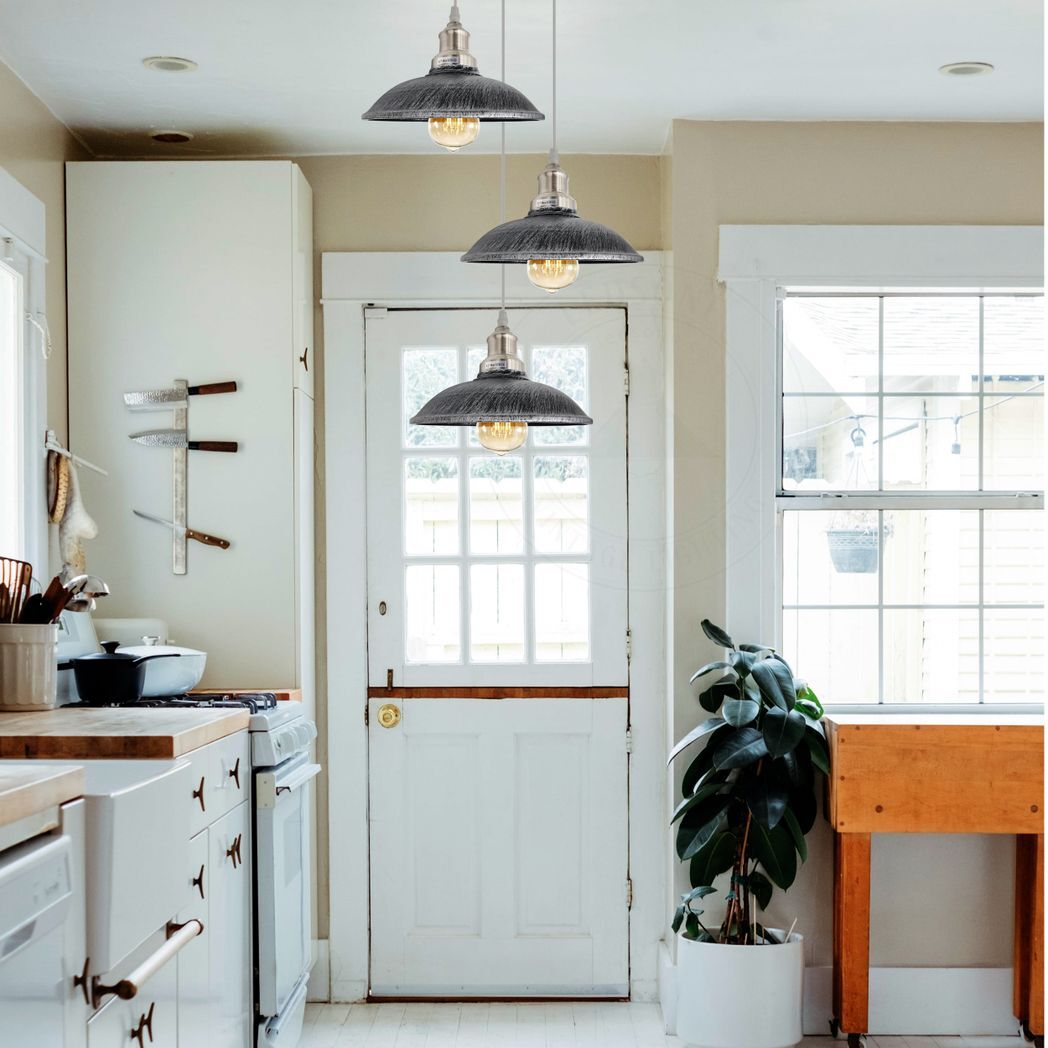 3 Head Vintage Industrial Brushed silver E27 Hanging Light Metal Pendant Lamp