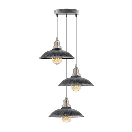 4 Head Vintage Industrial Brushed silver E27 Hanging Light Metal Pendant Lamp