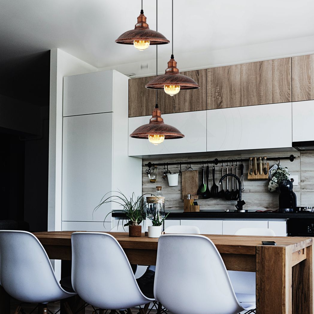 3 Head Vintage Industrial  Rustic red E27 Hanging Light Metal Pendant Lamp