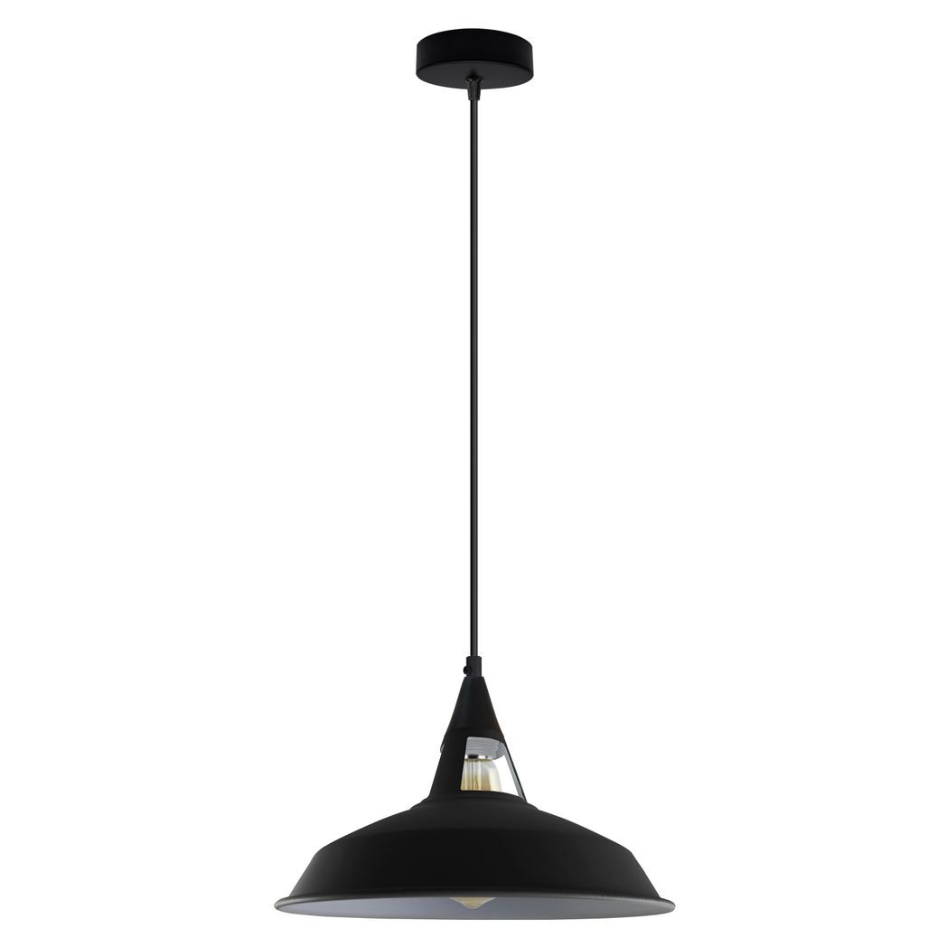 Vintage Industrial Retro Black Inner White Metal Pendant Lights UK E27 Holder