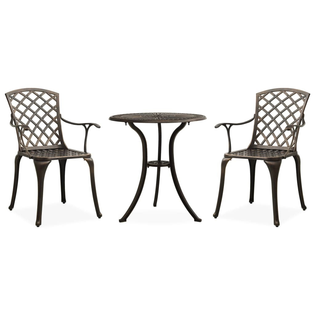 3 Piece Bistro Set Cast Aluminium Bronze