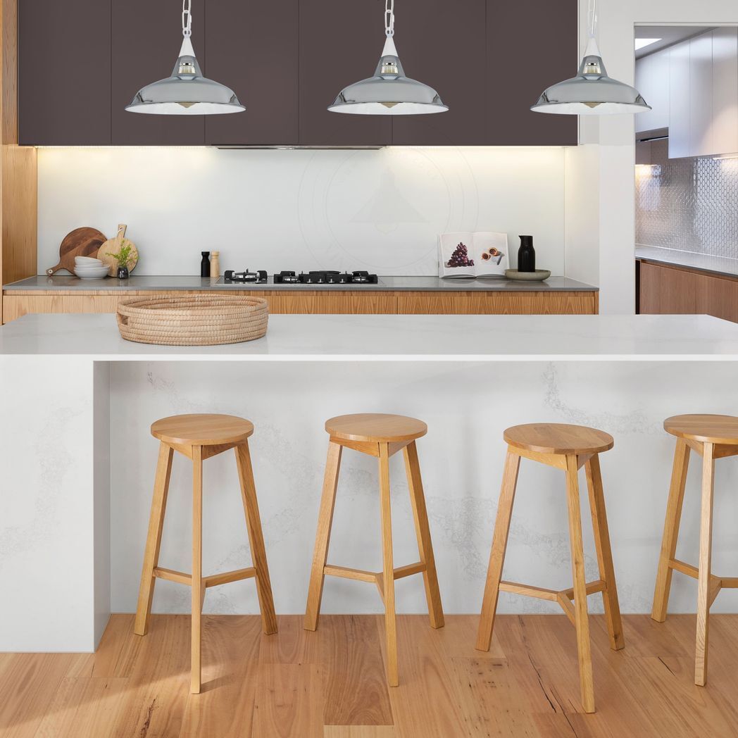 Vintage Industrial Chrome Metal Ceiling Lamp Shade Pendant Lights, UK E27