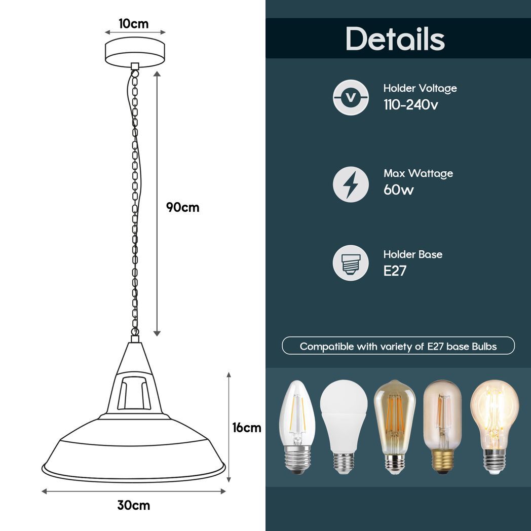 Vintage Industrial Copper Metal Ceiling Lamp Shade Pendant Lights, UK E28