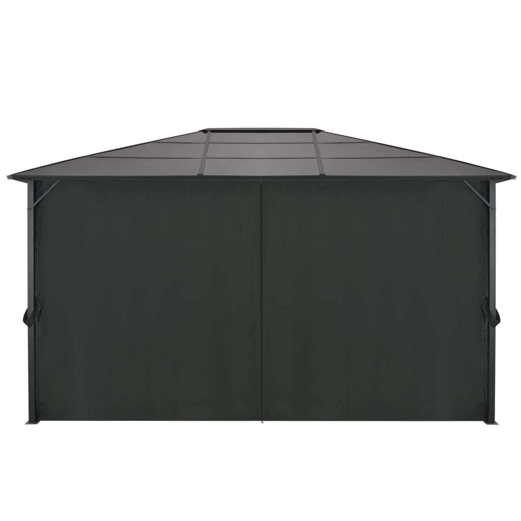 Gazebo with Curtain Aluminium 4x3x2.6 m Black