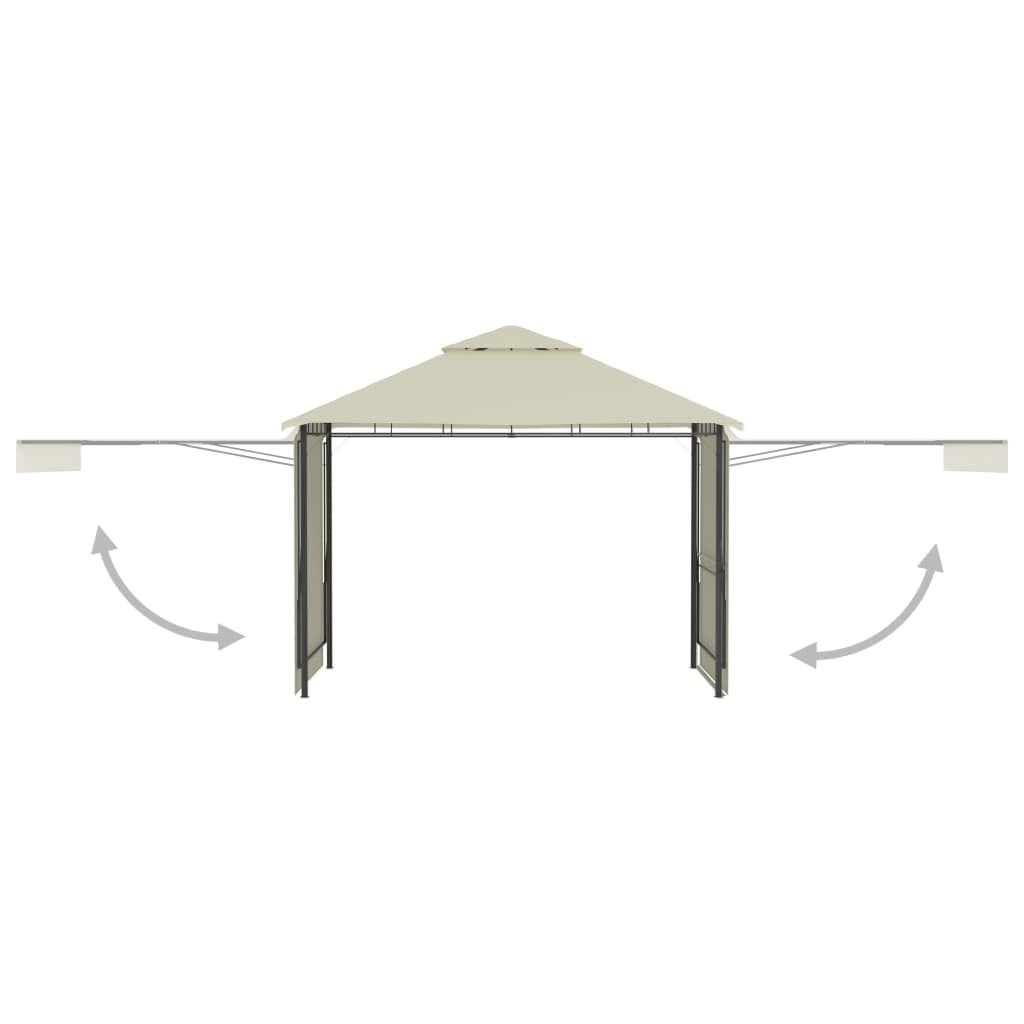 Gazebo with Double Extended Roofs 3x3x2.75 m Cream 180 g/m