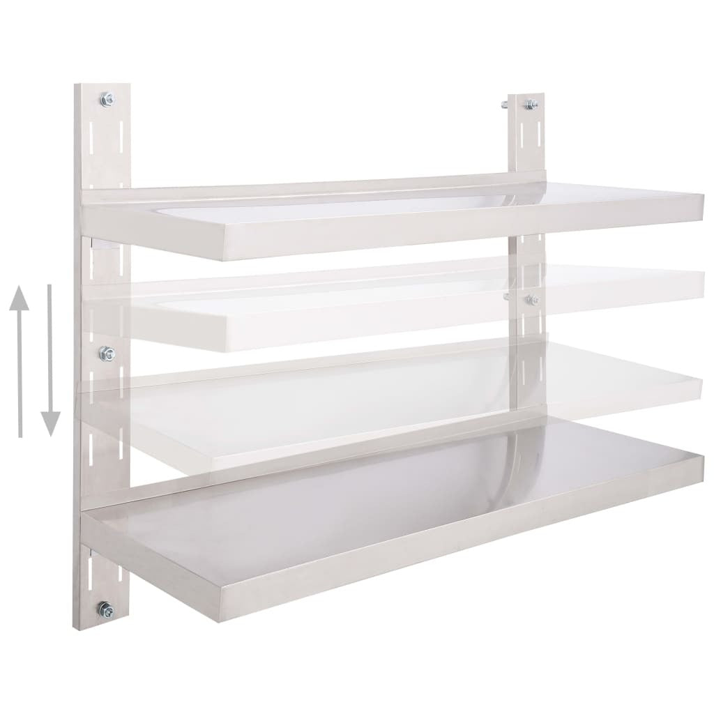 2-Tier Floating Wall Shelf Stainless Steel 100x30 cm