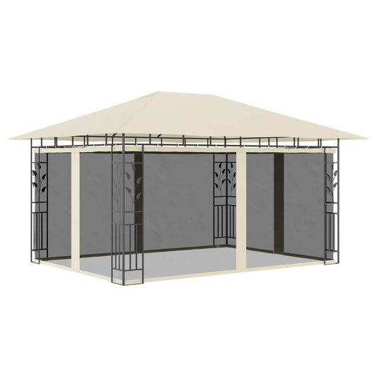 Gazebo with Mosquito Net 4x3x2.73 m Cream 180 g/m