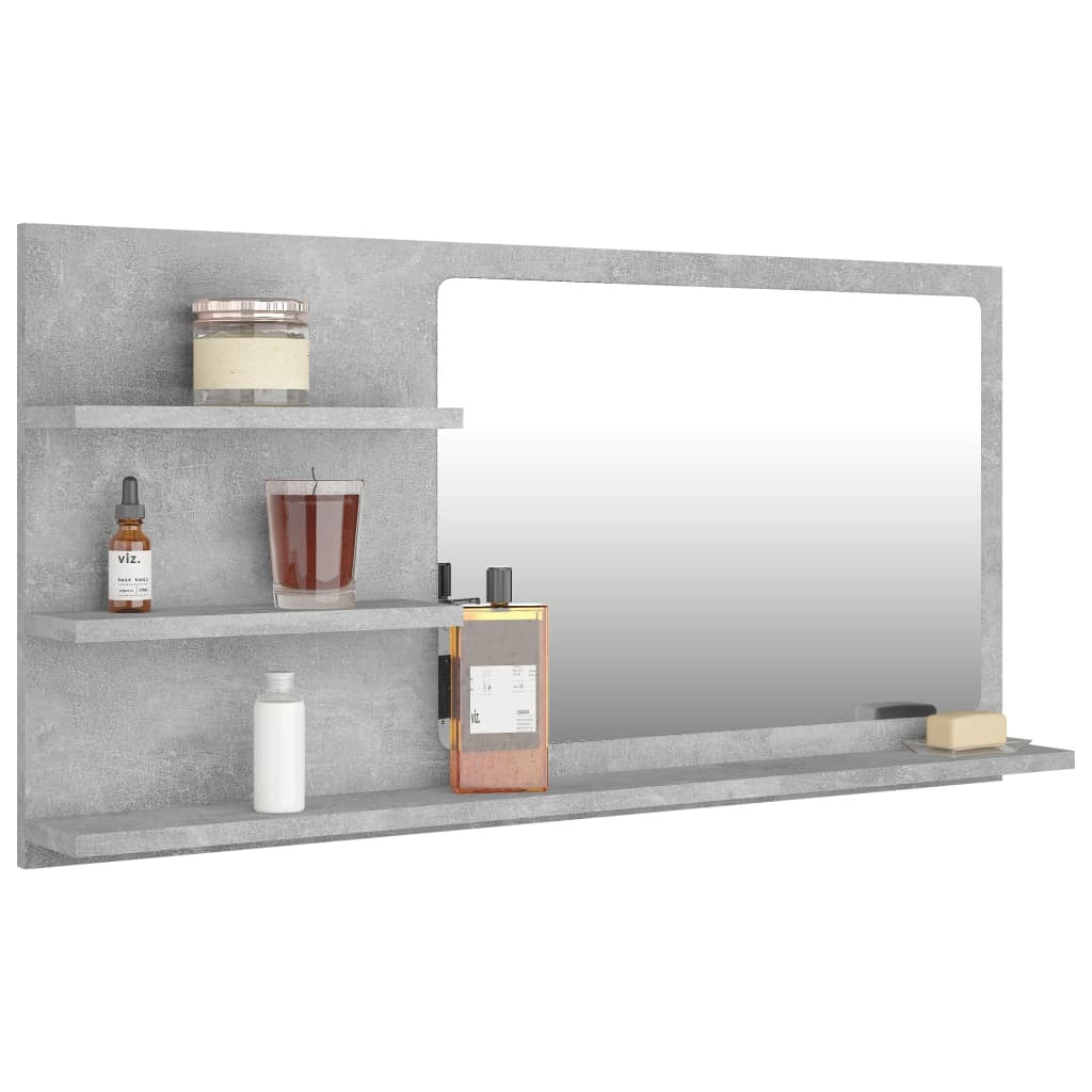 Bathroom Mirror Concrete Grey 90x10.5x45 cm Engineered Wood