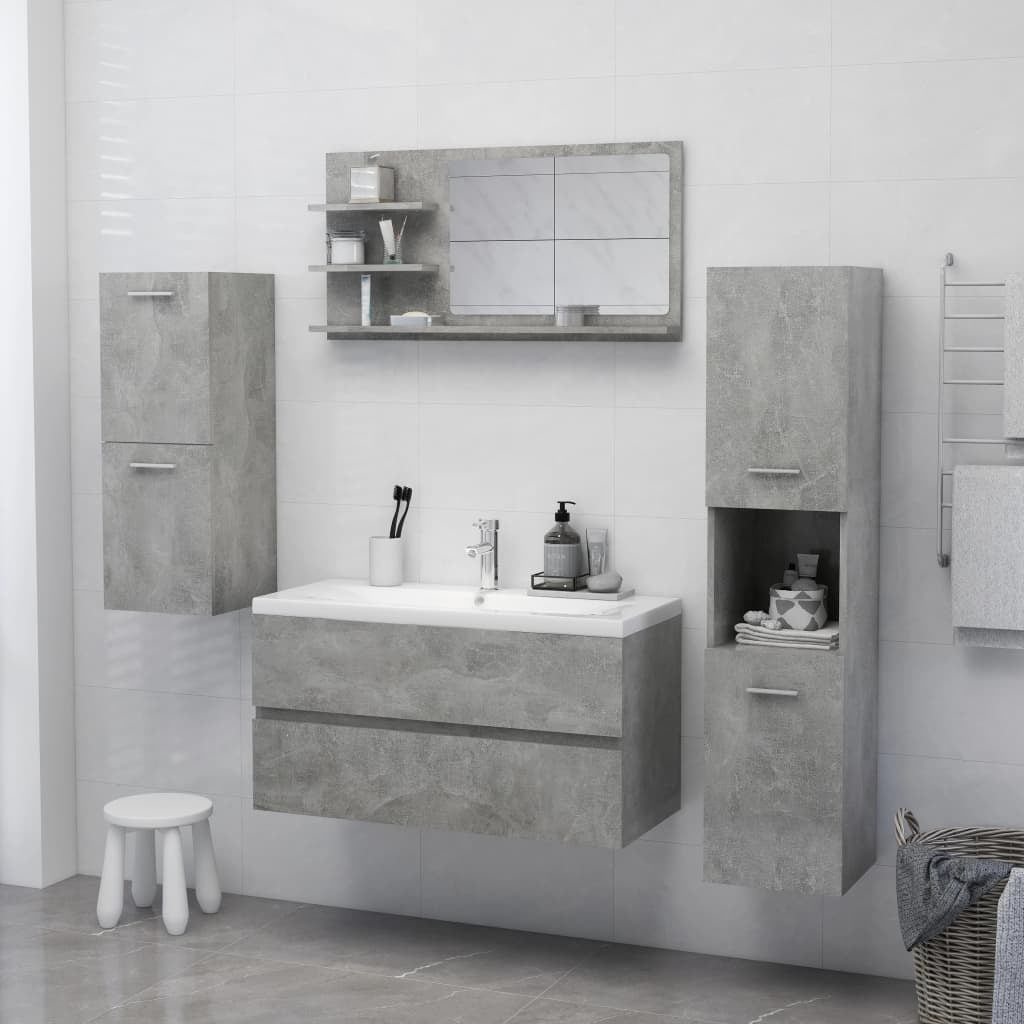 Bathroom Mirror Concrete Grey 90x10.5x45 cm Engineered Wood
