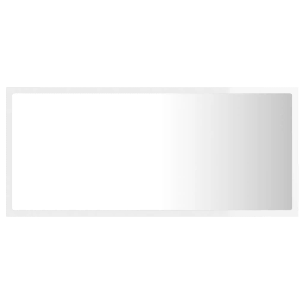 LED Bathroom Mirror High Gloss White 90x8.5x37 cm Acrylic